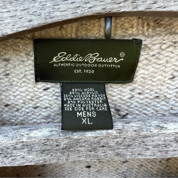 Vintage Eddie Bauer oatmeal granola fair isle Gorpcore wool crewneck sweater XL - Picture 4 of 4